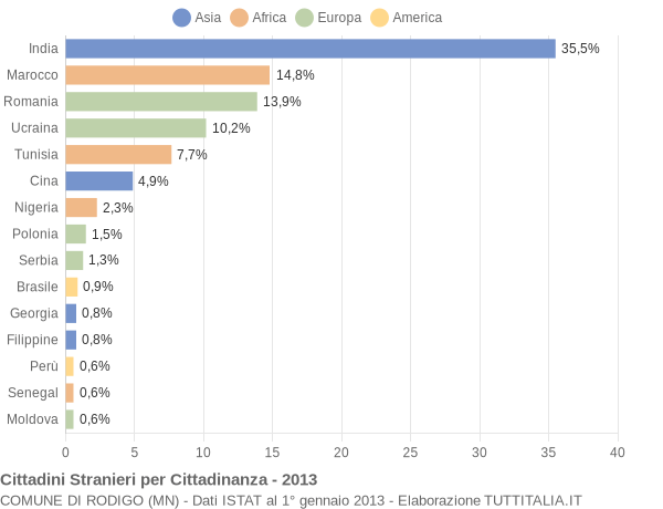 Grafico cittadinanza stranieri - Rodigo 2013