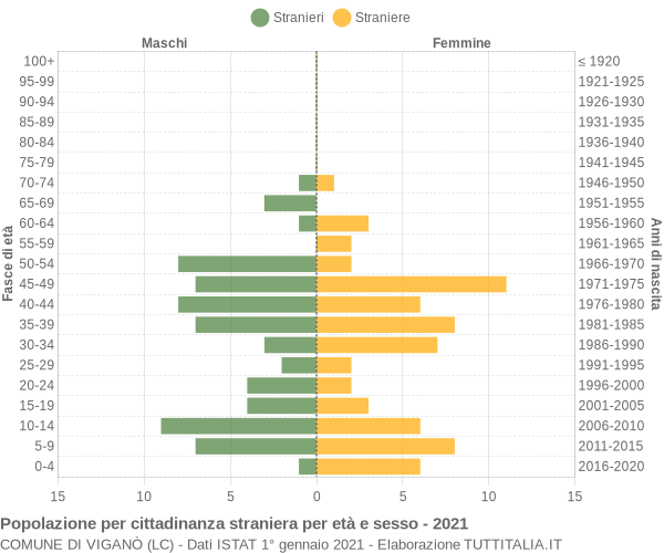 Grafico cittadini stranieri - Viganò 2021