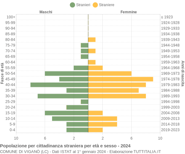 Grafico cittadini stranieri - Viganò 2024