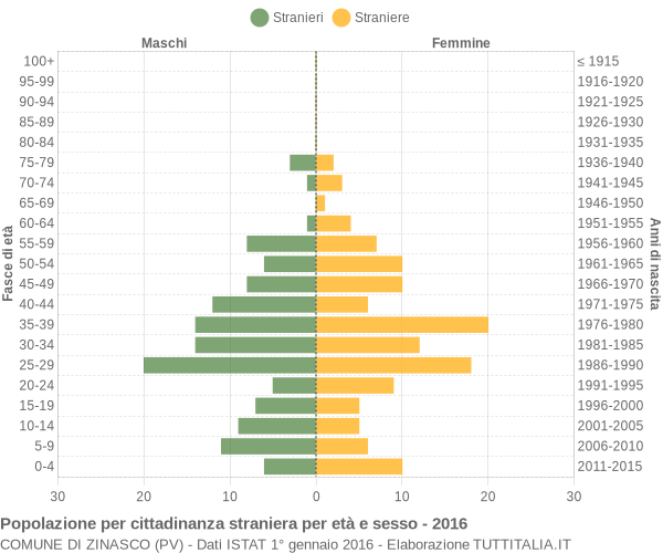 Grafico cittadini stranieri - Zinasco 2016