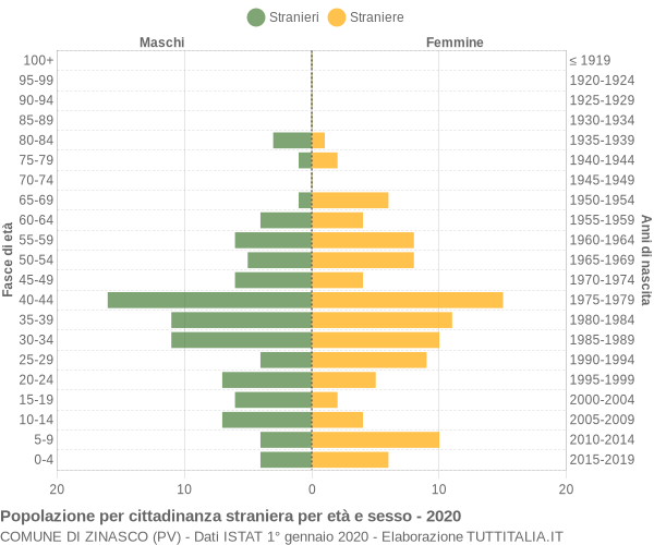 Grafico cittadini stranieri - Zinasco 2020