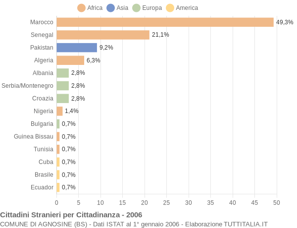 Grafico cittadinanza stranieri - Agnosine 2006