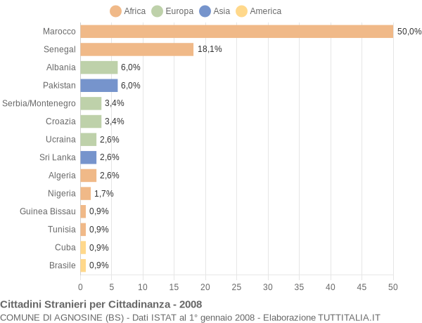 Grafico cittadinanza stranieri - Agnosine 2008