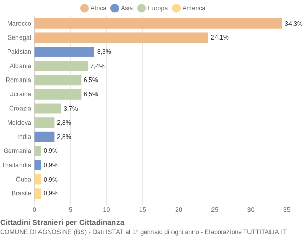 Grafico cittadinanza stranieri - Agnosine 2016