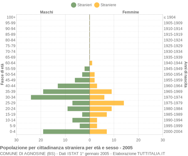 Grafico cittadini stranieri - Agnosine 2005
