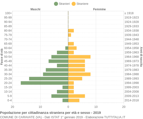 Grafico cittadini stranieri - Caravate 2019