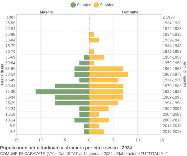 Grafico cittadini stranieri - Caravate 2024