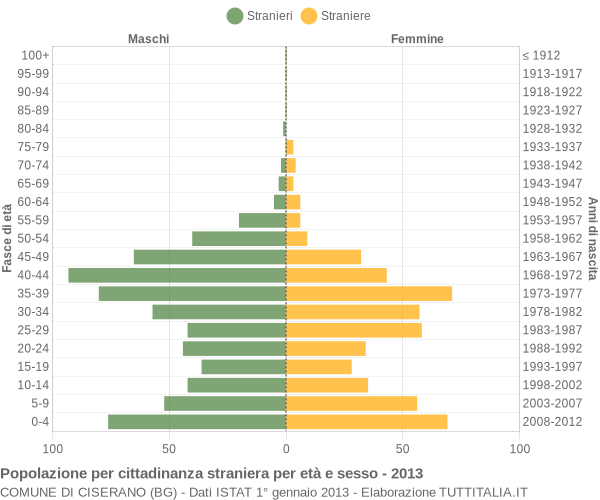 Grafico cittadini stranieri - Ciserano 2013