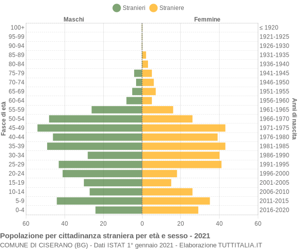 Grafico cittadini stranieri - Ciserano 2021