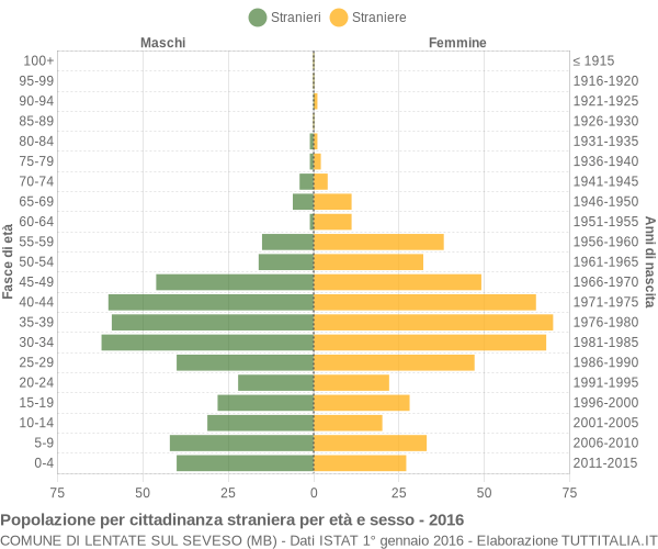 Grafico cittadini stranieri - Lentate sul Seveso 2016