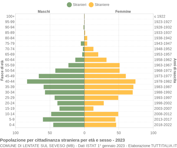 Grafico cittadini stranieri - Lentate sul Seveso 2023