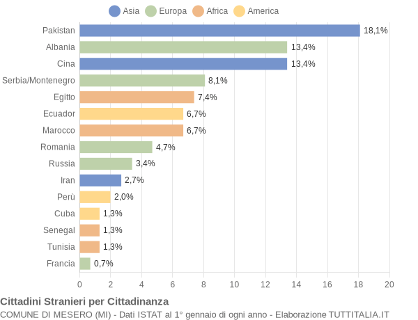 Grafico cittadinanza stranieri - Mesero 2008