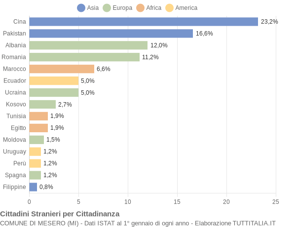 Grafico cittadinanza stranieri - Mesero 2017