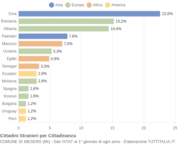 Grafico cittadinanza stranieri - Mesero 2021