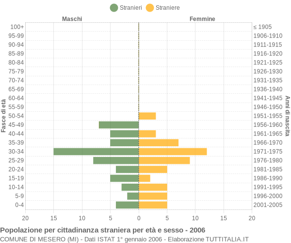 Grafico cittadini stranieri - Mesero 2006