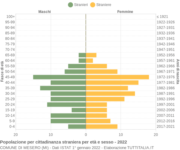 Grafico cittadini stranieri - Mesero 2022