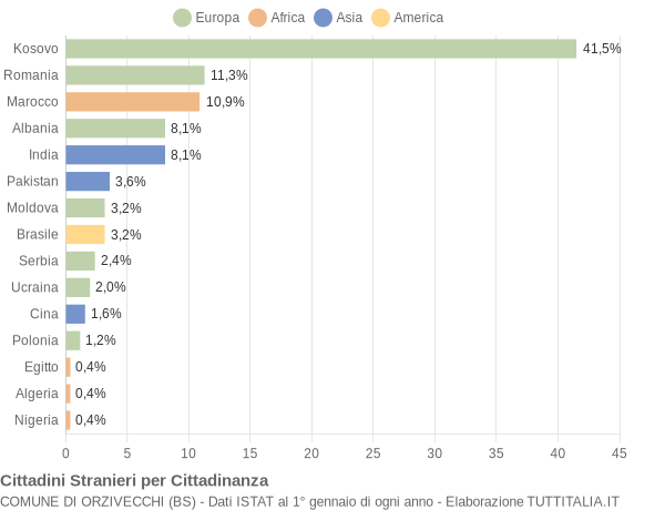 Grafico cittadinanza stranieri - Orzivecchi 2019