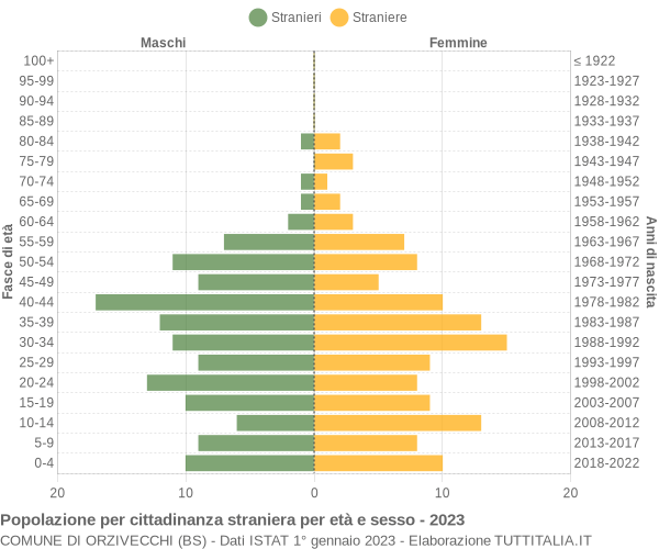 Grafico cittadini stranieri - Orzivecchi 2023