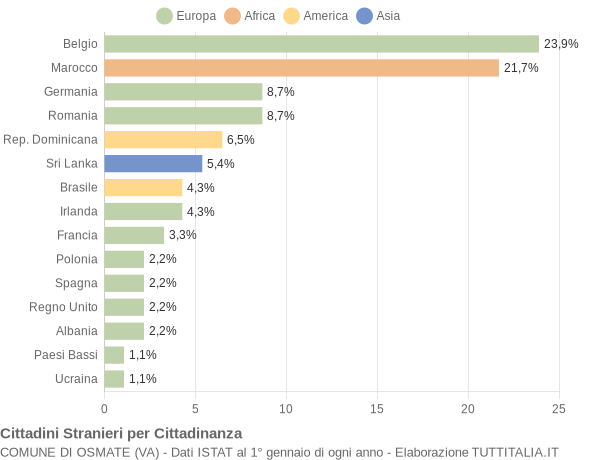 Grafico cittadinanza stranieri - Osmate 2008