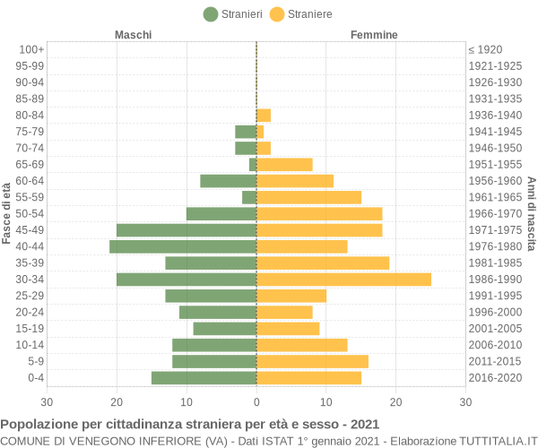 Grafico cittadini stranieri - Venegono Inferiore 2021