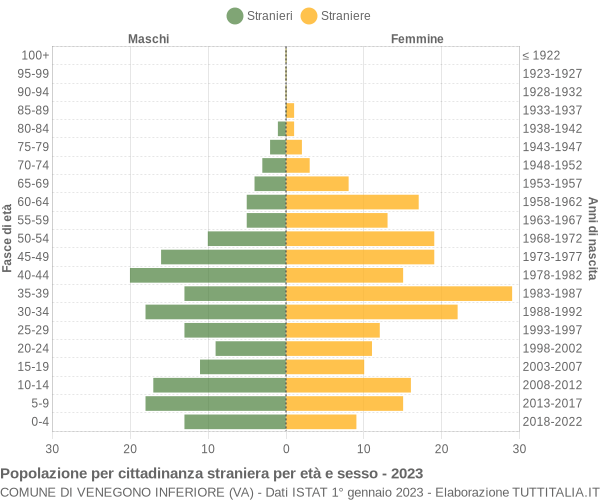 Grafico cittadini stranieri - Venegono Inferiore 2023