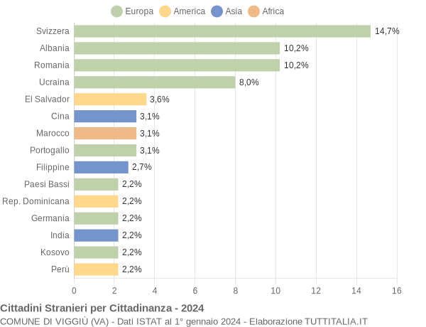 Grafico cittadinanza stranieri - Viggiù 2024