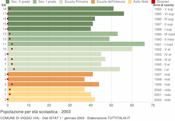 Grafico Popolazione in età scolastica - Viggiù 2003