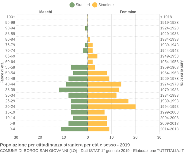 Grafico cittadini stranieri - Borgo San Giovanni 2019