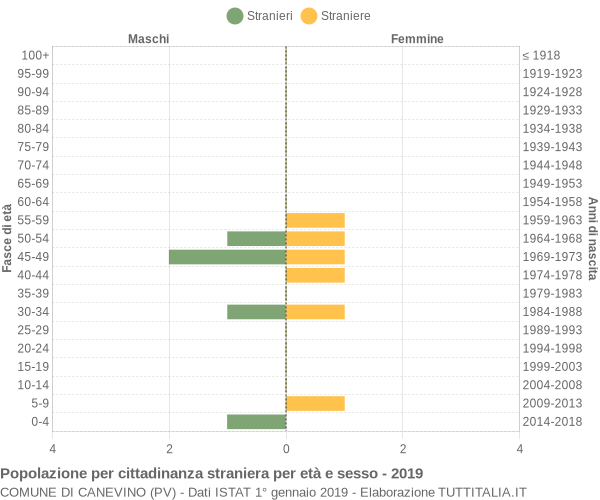 Grafico cittadini stranieri - Canevino 2019