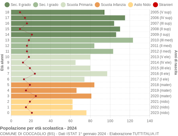 Grafico Popolazione in età scolastica - Coccaglio 2024