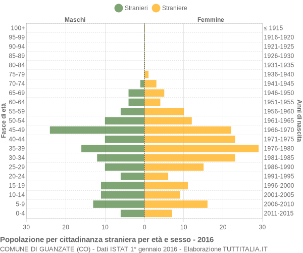 Grafico cittadini stranieri - Guanzate 2016