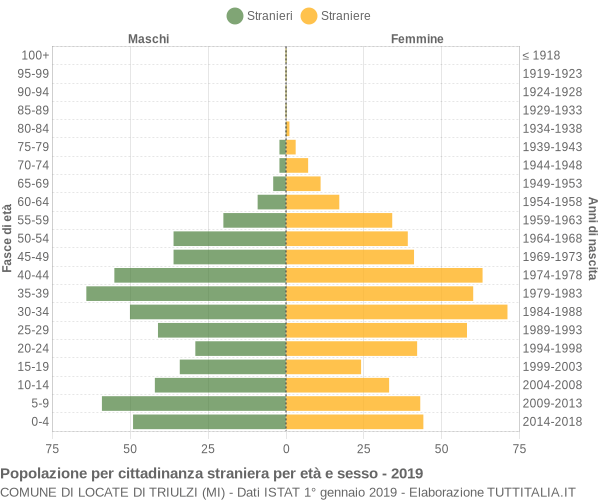 Grafico cittadini stranieri - Locate di Triulzi 2019