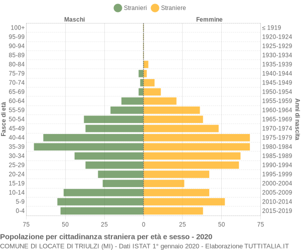 Grafico cittadini stranieri - Locate di Triulzi 2020