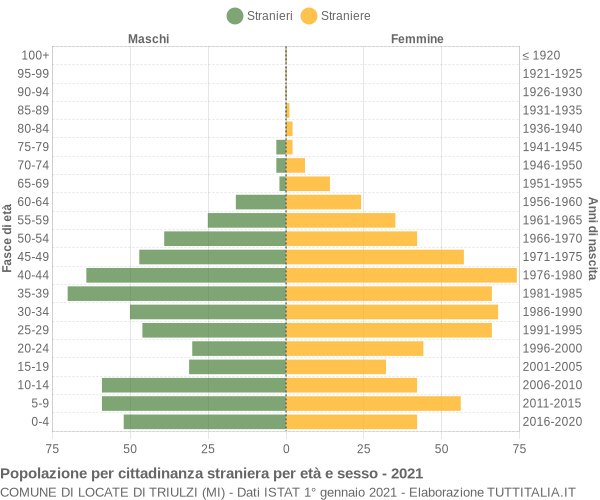 Grafico cittadini stranieri - Locate di Triulzi 2021