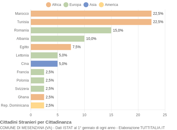 Grafico cittadinanza stranieri - Mesenzana 2008