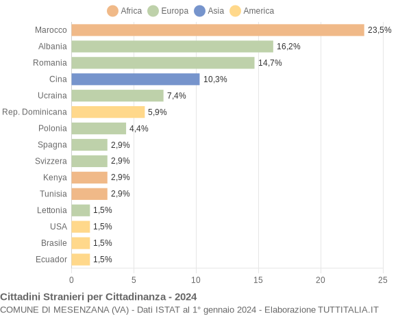 Grafico cittadinanza stranieri - Mesenzana 2024