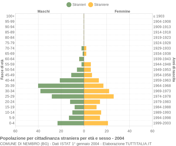 Grafico cittadini stranieri - Nembro 2004