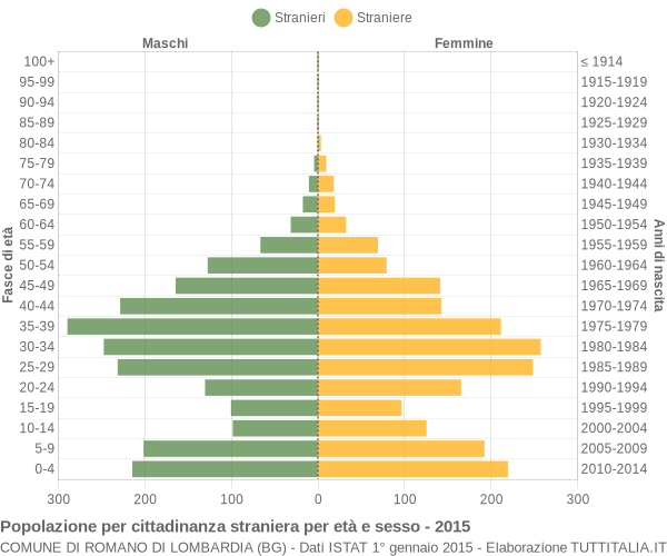 Grafico cittadini stranieri - Romano di Lombardia 2015