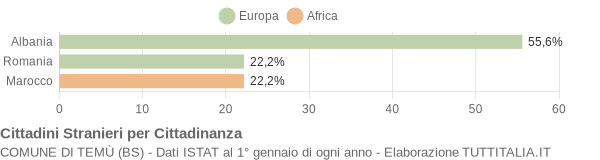 Grafico cittadinanza stranieri - Temù 2004