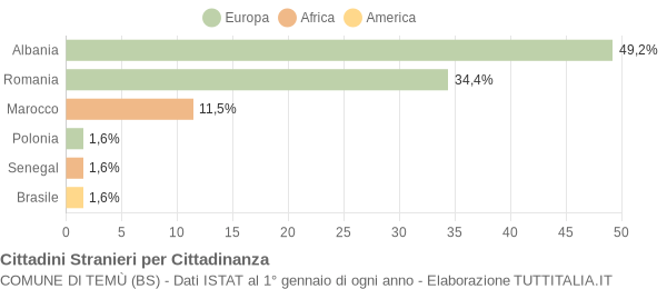 Grafico cittadinanza stranieri - Temù 2009