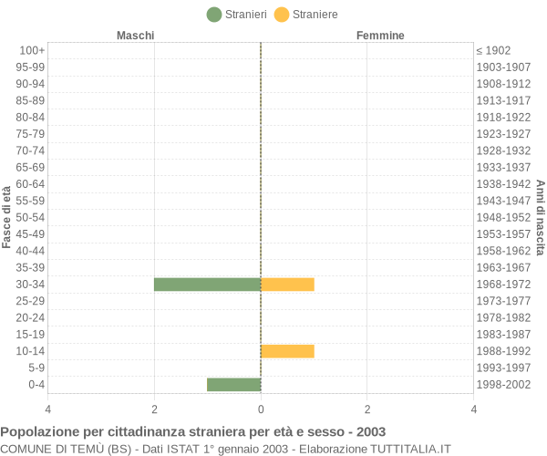 Grafico cittadini stranieri - Temù 2003