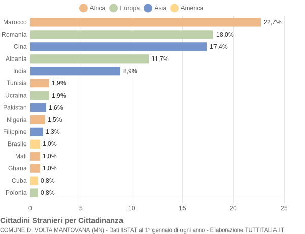 Grafico cittadinanza stranieri - Volta Mantovana 2019