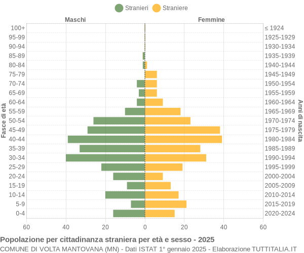 Grafico cittadini stranieri - Volta Mantovana 2025