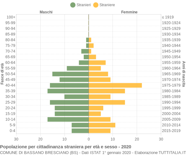 Grafico cittadini stranieri - Bassano Bresciano 2020