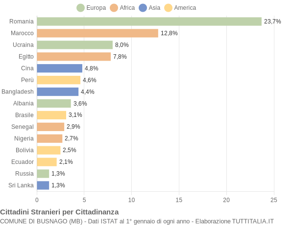 Grafico cittadinanza stranieri - Busnago 2019