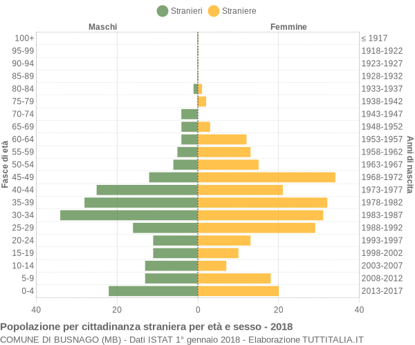 Grafico cittadini stranieri - Busnago 2018