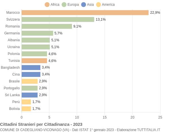 Grafico cittadinanza stranieri - Cadegliano-Viconago 2023