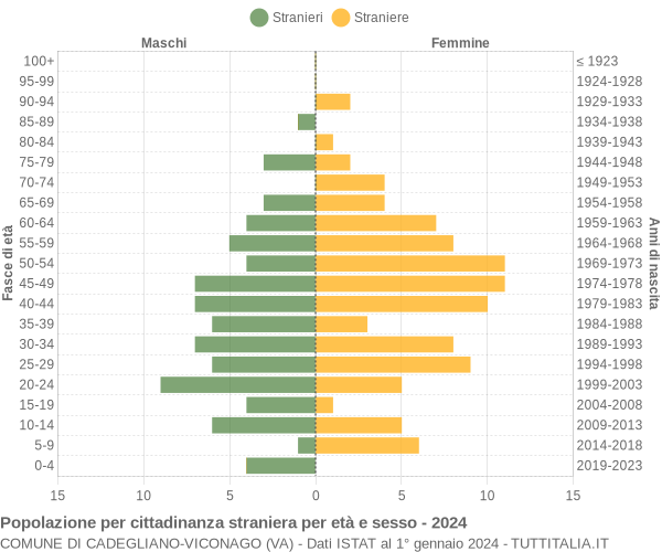 Grafico cittadini stranieri - Cadegliano-Viconago 2024