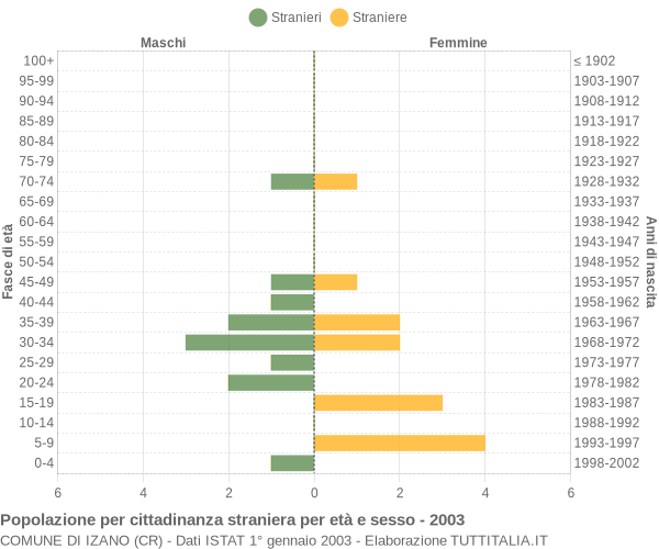 Grafico cittadini stranieri - Izano 2003