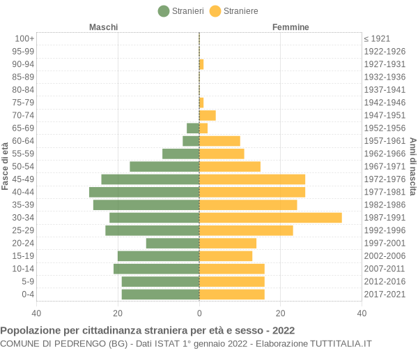 Grafico cittadini stranieri - Pedrengo 2022